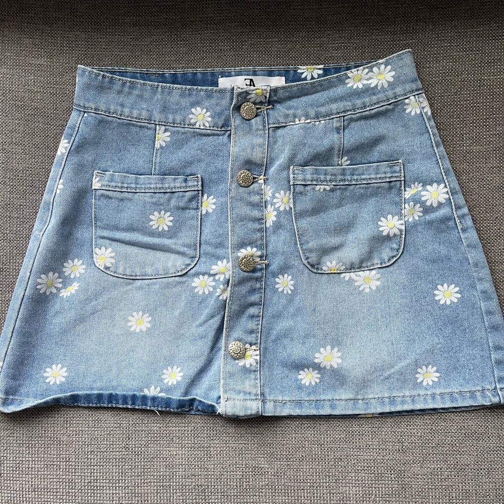 Angel Blue Floral Mini Skirt